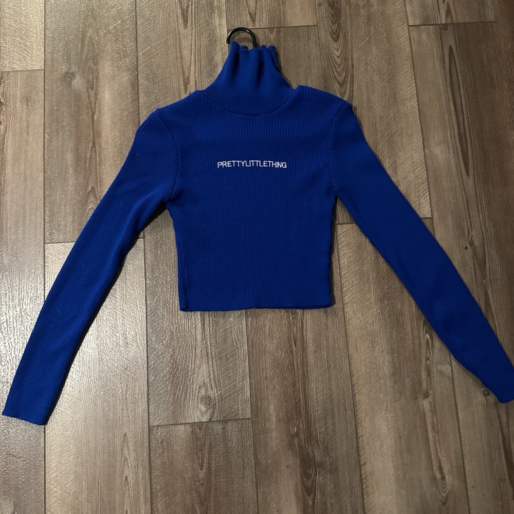 PrettyLittleThing Royal Blue Ribbed Knit Top